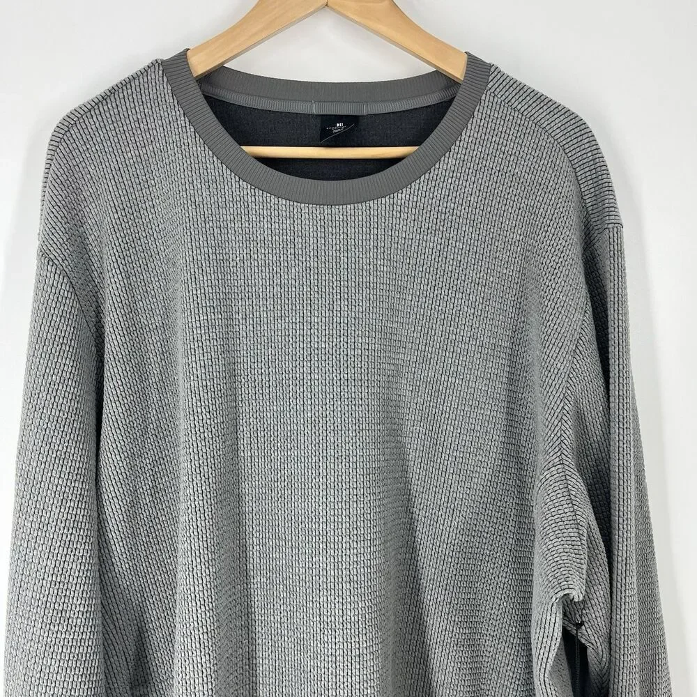REI Co-op Sun Up Sweater Size XXL Mens Gray Waffle Knit Long Sleeve Pullover